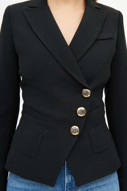 Smythe Black 
Gold Buttoned Wrap Blazer