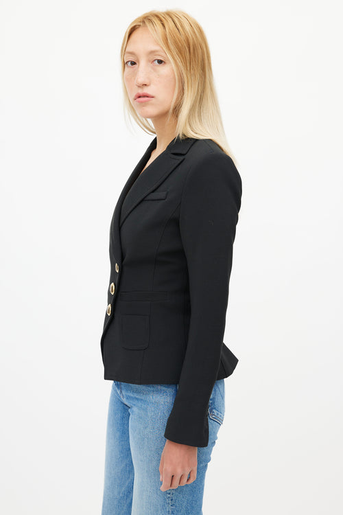 Smythe Black 
Gold Buttoned Wrap Blazer