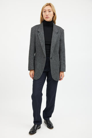 Smythe Black 
Grey Wool Herringbone Blazer