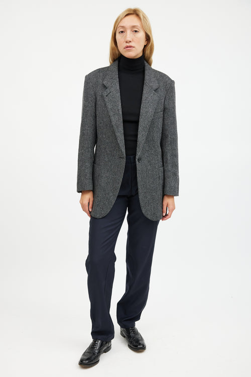 Smythe Black 
Grey Wool Herringbone Blazer