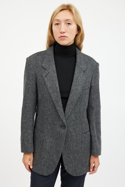 Smythe Black 
Grey Wool Herringbone Blazer