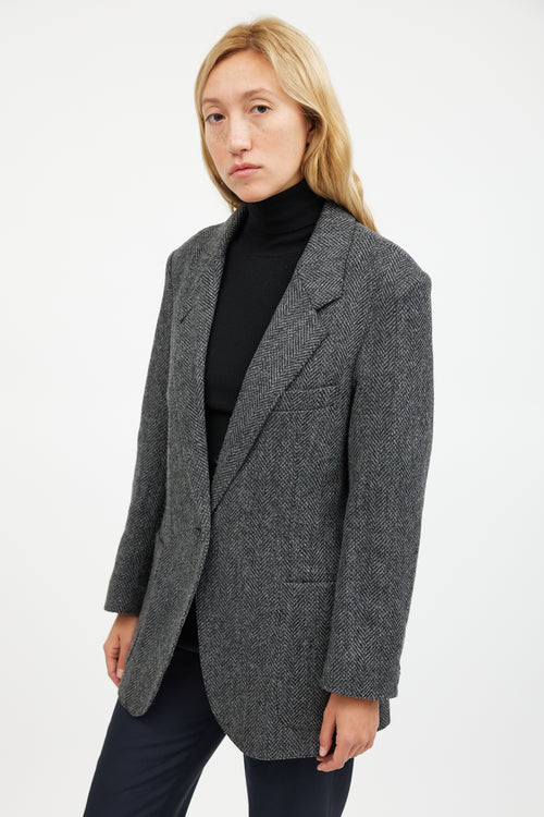 Smythe Black 
Grey Wool Herringbone Blazer