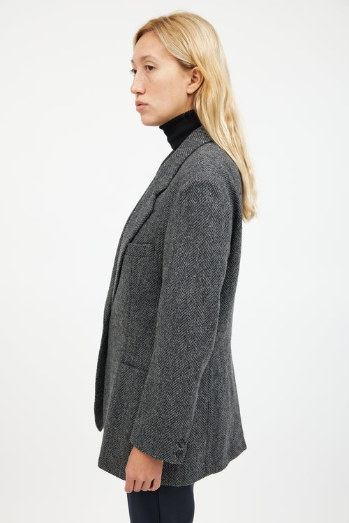 Smythe Black 
Grey Wool Herringbone Blazer