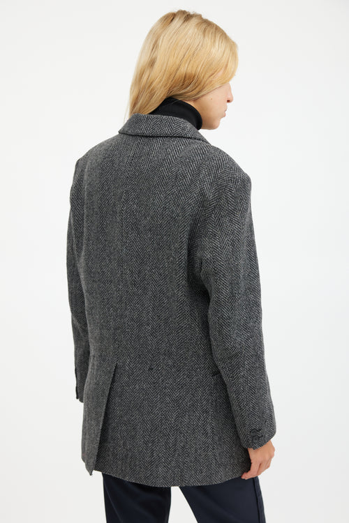 Smythe Black 
Grey Wool Herringbone Blazer