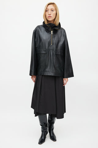 Smythe Black Leather Over The Head Anorak