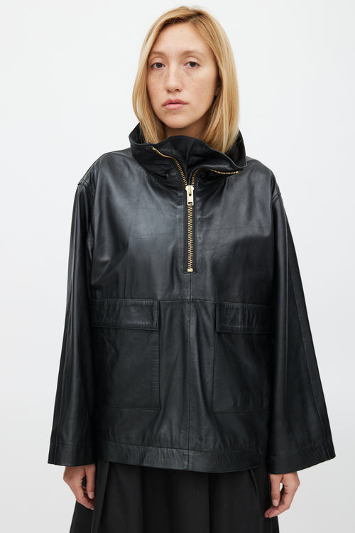 Smythe Black Leather Over The Head Anorak