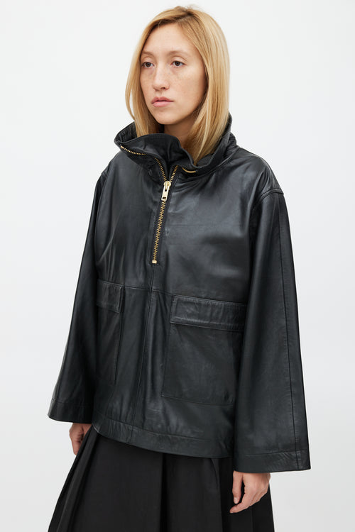 Smythe Black Leather Over The Head Anorak