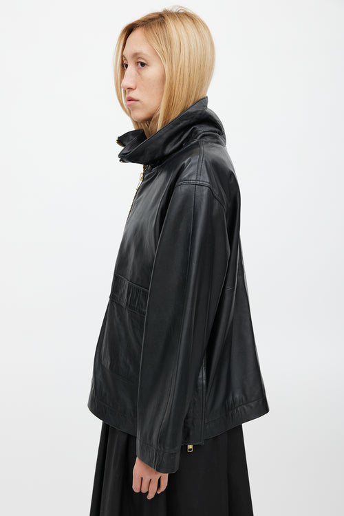 Smythe Black Leather Over The Head Anorak