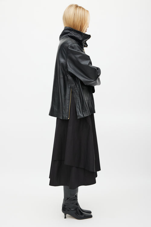 Smythe Black Leather Over The Head Anorak