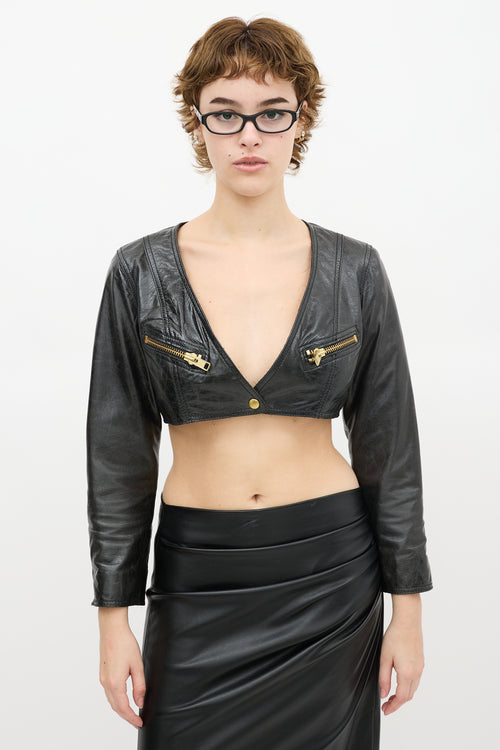 Smythe Black Leather Bolero Jacket