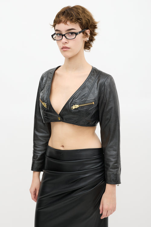 Smythe Black Leather Bolero Jacket