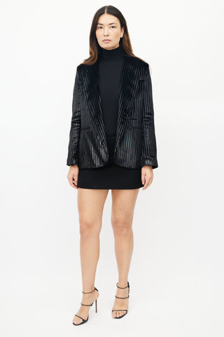 Smythe Black Metallic Stripe Blazer