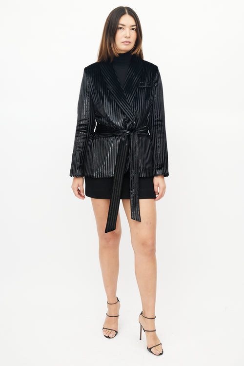 Smythe Black Metallic Stripe Blazer