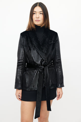 Smythe Black Metallic Stripe Blazer