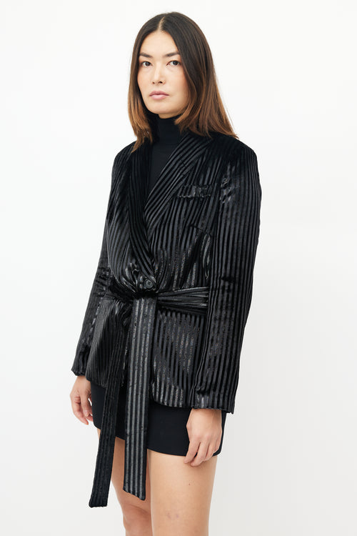 Smythe Black Metallic Stripe Blazer