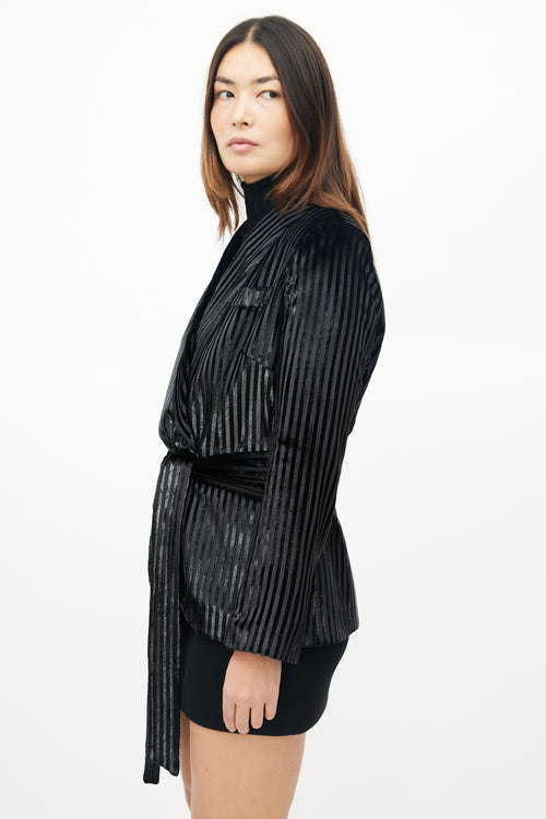 Smythe Black Metallic Stripe Blazer