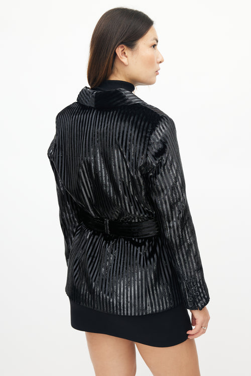 Smythe Black Metallic Stripe Blazer