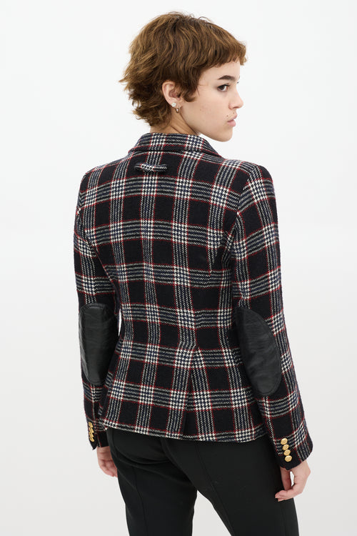 Smythe Black 
Red Wool Plaid Duchess Blazer