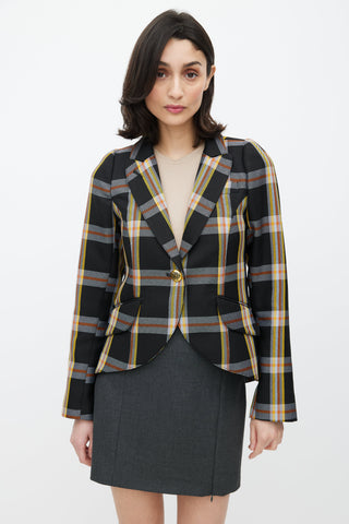 Smythe Check One Button Blazer