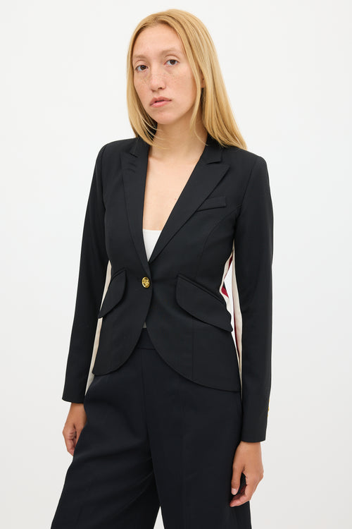 Smythe Black 
Multicolour Wool Side Stripe Blazer