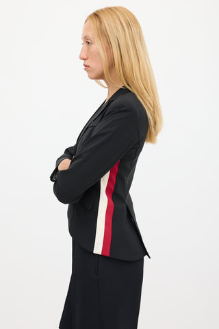 Smythe Black 
Multicolour Wool Side Stripe Blazer