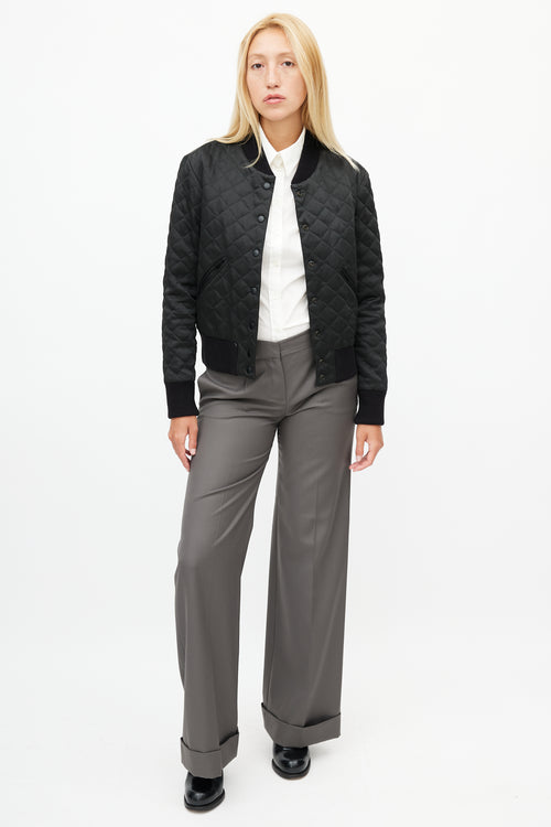 Smythe Black Quilted Bomber Jacket