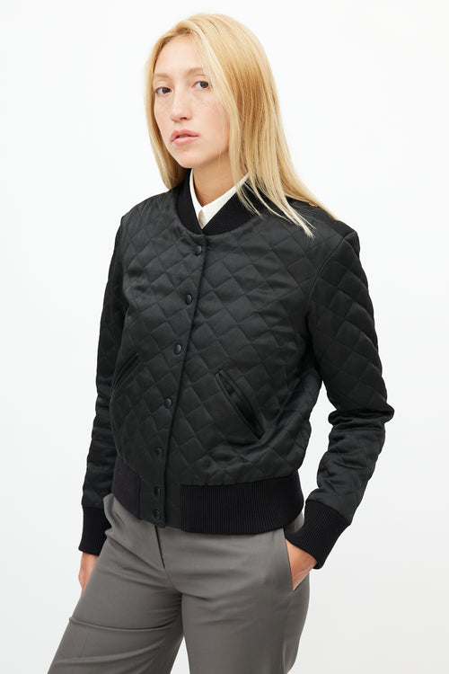 Smythe Black Quilted Bomber Jacket