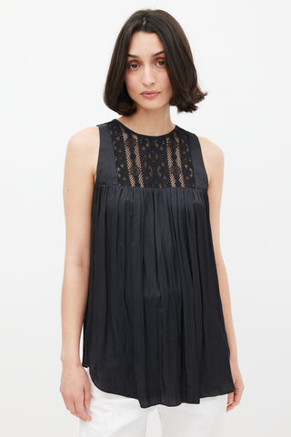 Smythe Black Satin 
Lace Blouse