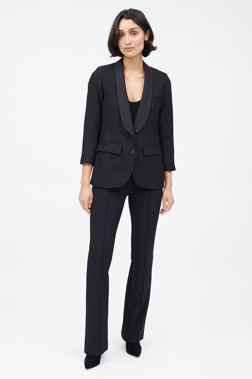 Smythe Black Satin Lapel Tuxedo Blazer