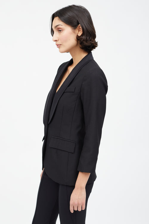 Smythe Black Satin Lapel Tuxedo Blazer