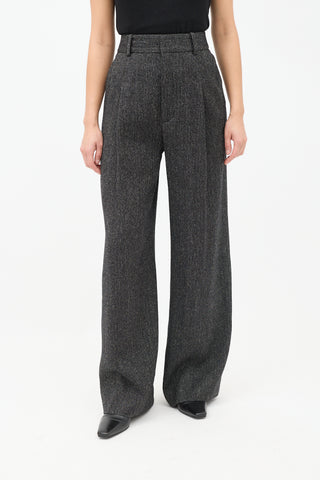 Smythe Black Tweed Pleated Wide Leg Trouser