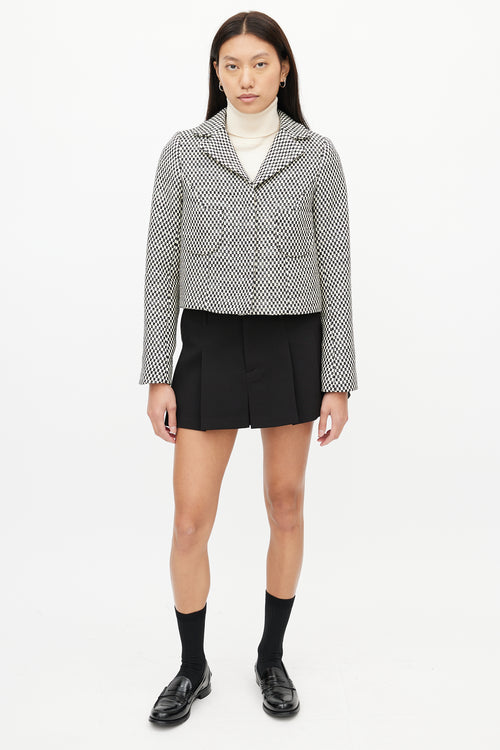 Smythe Black 
White Check Cropped Blazer