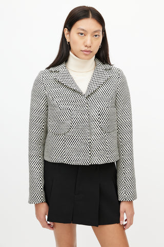 Smythe Black 
White Check Cropped Blazer