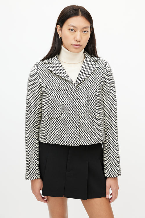 Smythe Black 
White Check Cropped Blazer