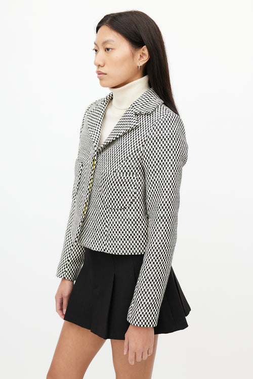 Smythe Black 
White Check Cropped Blazer