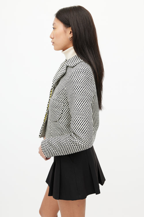 Smythe Black 
White Check Cropped Blazer