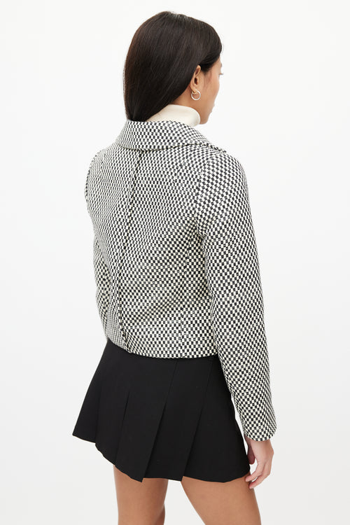 Smythe Black 
White Check Cropped Blazer