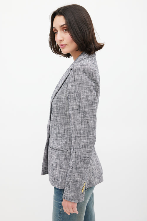 Smythe Black 
White Crosshatch Pouf Blazer