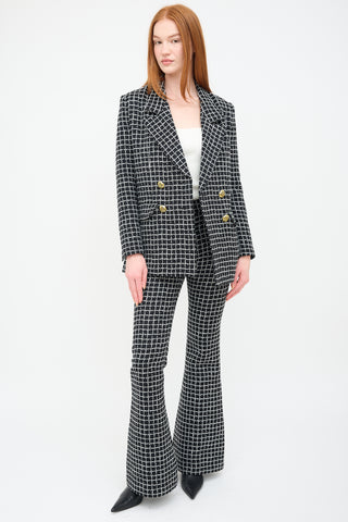 Smythe Black 
White Grid Oversized Blazer