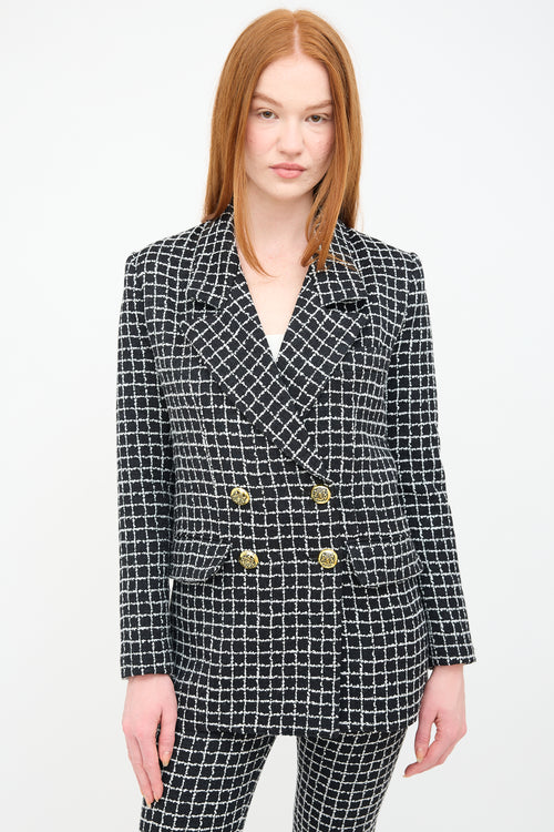 Smythe Black 
White Grid Oversized Blazer