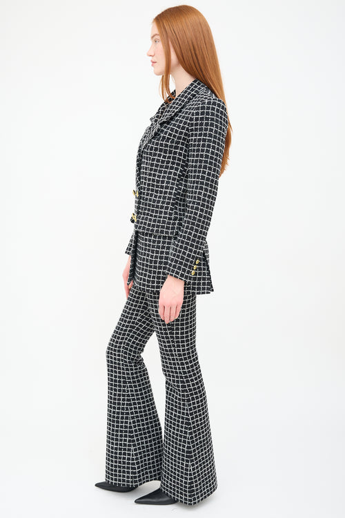 Smythe Black 
White Grid Oversized Blazer