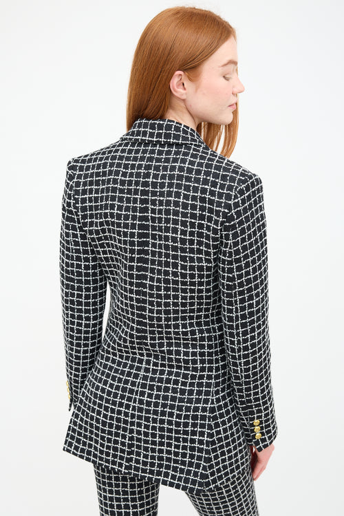 Smythe Black 
White Grid Oversized Blazer