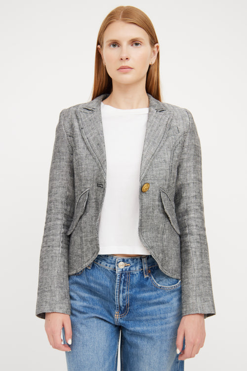 Smythe Black 
White Tweed Linen Blazer