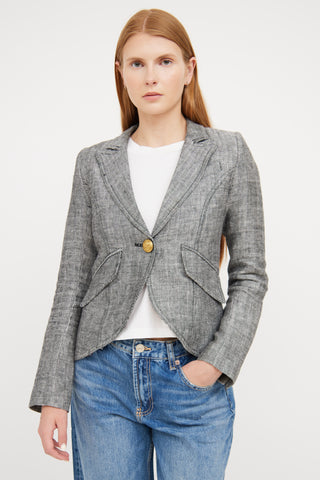 Smythe Black 
White Tweed Linen Blazer