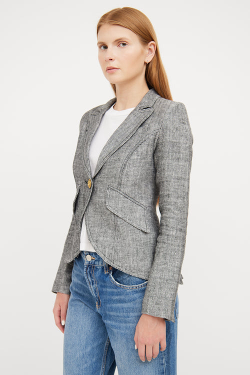 Smythe Black 
White Tweed Linen Blazer