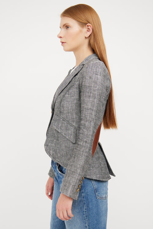 Smythe Black 
White Tweed Linen Blazer