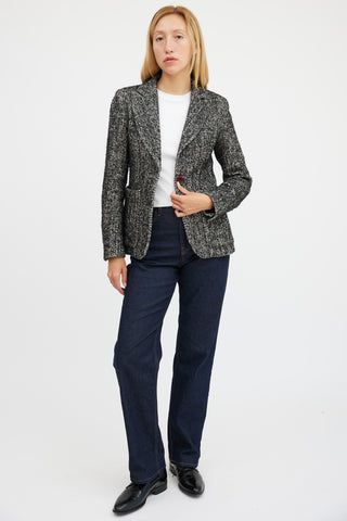 Smythe Black 
White Wool Herringbone Blazer