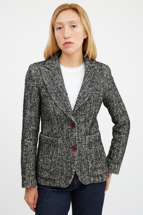 Smythe Black 
White Wool Herringbone Blazer