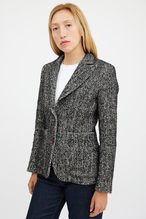 Smythe Black 
White Wool Herringbone Blazer