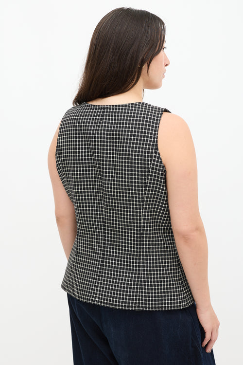 Smythe Black 
White Wool Plaid Vest